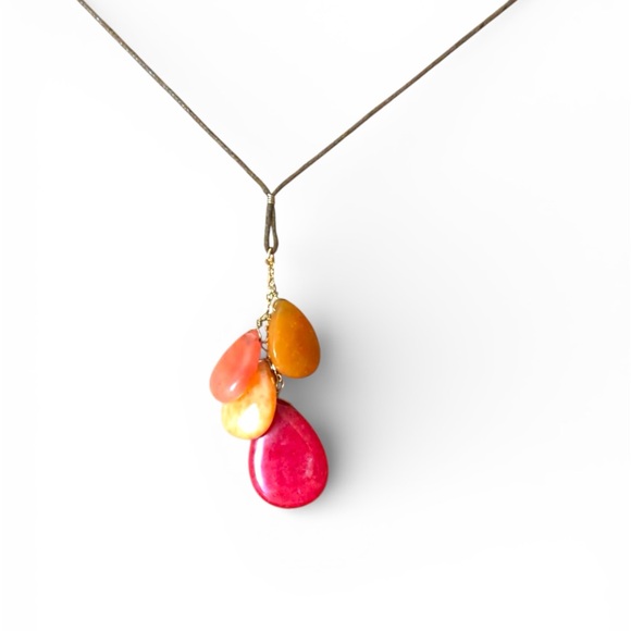 Express Jewelry - Express corded colorful gemstone  teardrop necklace Women’s costume jewelry